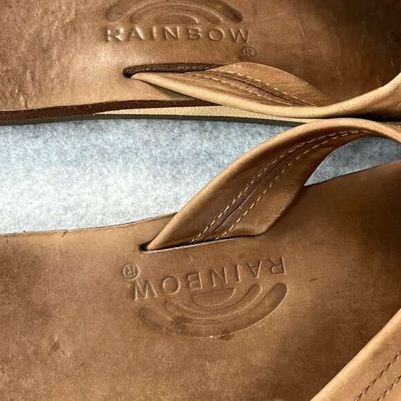 Womens Rainbow Sandals Premier Mocha Brown Leather thong flip flops 10 11 - Picture 6 of 8